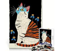 Puzzle con gatto a strisce di tigre per ragazzi,1000 pezzi,sviluppo cognitivo,divertimento tranquillo,pulito,ideale come regalo stagionale (38x26cm)