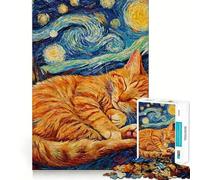 Puzzle con gatto arancione e gattino che dorme, 1000 pezzi, gioco di logica stimolante, silenzioso, con bordi netti, regalo elegante (38x52cm)