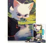 Puzzle con gatto arrabbiato che gioca con le bolle di sapone,1000 pezzi,divertente da giocare,senza sbavature,con tagli precisi,portatile,ideale per i viaggi (38x52cm)