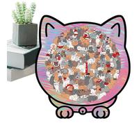 Puzzle con gatto - Cute Funny Decor with Photo Frame, Cat Jigsaw Puzzle, Creative Decor with Photo Frame | 135 pezzi puzzle in legno per adulti Withs Storage Box for Family, Friend, Animal Lover