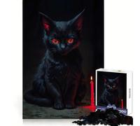 Puzzle con gatto nero e occhi rossi, tema stregoneria, per ragazzi, 1000 pezzi, facile da ricordare, attività ricreativa, taglio perfetto, il miglior regalo (50x75cm)