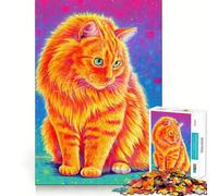 Puzzle con gatto soriano arancione brillante,1000 pezzi,gioco di memoria,taglio di alta precisione,sfida interattiva per la mente per la casa (38x26cm)