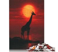 Puzzle con giraffa al tramonto, decorazione unica per la casa, puzzle rettangolare in carta per adulti e adolescenti, regalo per la festa della mamma, 1000 pezzi (75x50 cm)