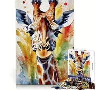 Puzzle con giraffa dipinta ad acquerello per ragazzi, 1000 pezzi, stimolante per la memoria, rilassante e piacevole, con tagli netti, (38x52cm)