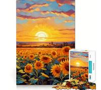 Puzzle con girasoli al tramonto per adolescenti, 1000 pezzi, gioco per allenare la mente, attività per la casa, taglio di precisione, decorazione da parete 50x75cm