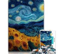 Puzzle con girasoli e cielo notturno per adolescenti, 1000 pezzi, per giochi educativi, giocattoli, decorazioni per la casa e regali unici (75x50cm)