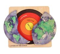 Puzzle con globo in legno con struttura terrestre a strati per bambini, giocattolo geografico educativo con modello 3D per imparare il nucleo, il mantello e la crosta della Terra