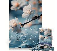 Puzzle con gocce d'acqua e fiori di ciliegio per ragazzi, 1000 pezzi, memoria nitida, rilassante, divertente, bordi precisi, regalo stagionale (50x75cm)