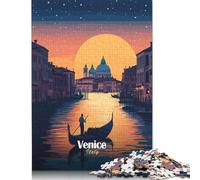Puzzle con gondola al tramonto a Venezia, immagini personalizzabili, puzzle in cartone riciclato al 100% per adulti, regalo di Natale unico, 1000 pezzi (75x50 cm)