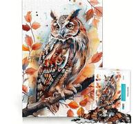 Puzzle con gufo ad acquerello per adulti, 1000 pezzi, rompicapo rilassante, immagine da assemblare, regalo di Natale (50x75cm)