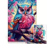 Puzzle con gufo ad acquerello su un ramo,1000 pezzi,gioco di costruzione,incastro sicuro,divertimento in casa durante le vacanze (38x52cm)