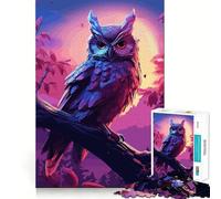 Puzzle con gufo ad acquerello su un ramo per ragazzi,1000 pezzi,divertente gioco di memoria,superficie liscia e senza sbavature,regalo di compleanno,rompicapo (38x52cm)