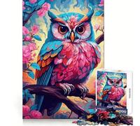 Puzzle con gufo ad acquerello su un ramo per ragazzi, 1000 pezzi, stimolante per la logica, ideale per una fuga rilassante, con chiusura a incastro, perfetto per le vacanze (38x52cm)