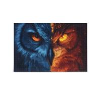 Puzzle con gufo arancione e blu, idea regalo fai da te, con borsa in rete, per adulti e famiglie, 1000 pezzi