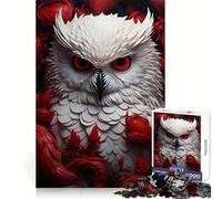 Puzzle con gufo bianco tra i fiori per adulti, 1000 pezzi, attività rilassante per la memoria e la concentrazione, ideale come regalo di Natale (50x75cm)