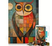Puzzle con gufo dipinto ad olio per adulti, 1000 pezzi, rompicapo rilassante, immagine da assemblare, regalo di Natale (38x26cm)