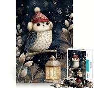 Puzzle con gufo invernale e lanterna,1000 pezzi,per ragazzi,gioco di sviluppo mentale,pezzi di dimensioni uniformi e precisi,attività divertente per tutta la famiglia (50x75cm)