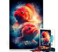 Puzzle con il segno zodiacale dei Pesci e due pesci, 1000 pezzi, per adulti, ideale per stimolare la mente e favorire il rilassamento Pezzo da collezione con bordi precisi (50x75cm)