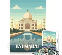 Puzzle con illustrazione del Taj Mahal, 1000 pezzi, per adulti, gioco stimolante per la mente, per momenti di relax, opera d'arte da collezione 38x26cm