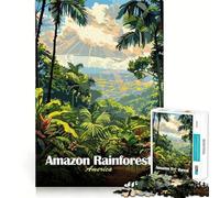 Puzzle con illustrazione della foresta pluviale amazzonica,1000 pezzi,stimola la concentrazione,divertente,con tecnologia di taglio laser avanzata,ideale da portare in viaggio,gioco per,regalo