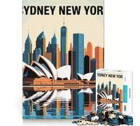 Puzzle con illustrazione dello skyline di Sydney e New York per ragazzi, 1000 pezzi Stimola la memoria, ideale per il tempo libero, con bordi netti Un regalo perfetto 38x52cm