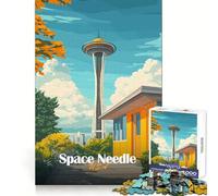 Puzzle con illustrazione dello Space Needle per ragazzi, 1000 pezzi, per ricordare, migliorare, calmare, rilassare, collezione di opere d'arte ben definite (50x75cm)