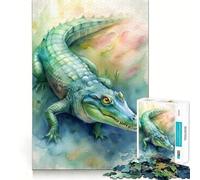 Puzzle con illustrazione di coccodrillo ad acquerello per adulti,1000 pezzi,gioco di memoria e allenamento per la mente,taglio preciso,finitura di alta qualità,un modo coinvolgente per trascorrere