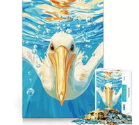 Puzzle con illustrazione di pellicano sott'acqua per adulti, 1000 pezzi, gioco di abilità mentale, assemblaggio lento e divertente, regalo perfetto (50x75cm)