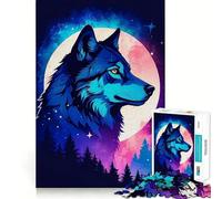 Puzzle con illustrazione di testa di lupo,1000 pezzi,stimolante per la mente,divertente,senza sbavature,pezzi ben tagliati,ideale per le vacanze e l'intrattenimento in casa (50x75cm)