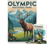 Puzzle con illustrazione di un alce del Parco Nazionale Olimpico, 1000 pezzi, gioco per lo sviluppo della mente, rilassante, taglio di precisione, pezzo da collezione (38x26cm)