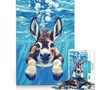 Puzzle con illustrazione di un asino sott'acqua,1000 pezzi,gioco di memoria,taglio di precisione,sfida interattiva per la mente,per la casa (50x75cm)