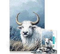 Puzzle con illustrazione di un bufalo bianco,1000 pezzi,gioco di memoria,taglio di precisione,attività creativa interattiva per stimolare la mente a casa (50x75cm)