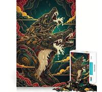 Puzzle con illustrazione di un lupo a tre teste per ragazzi, 1000 pezzi, gioco cognitivo, hobby tranquillo, bordo di alta qualità, regalo di Natale 38x26cm