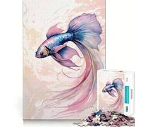 Puzzle con illustrazione di un pesce Betta ad acquerello,1000 pezzi Divertimento e allenamento mentale Componenti robusti e ben definiti Un passatempo accattivante per rilassarsi in casa (50x75cm)