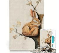 Puzzle con illustrazione di una lepre addormentata su un albero, 1000 pezzi, gioco di logica e antistress per adolescenti, taglio preciso, regalo di Babbo Natale 38x26cm