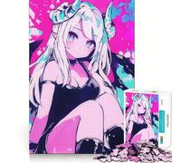 Puzzle con illustrazione di una ragazza demone in stile anime per adolescenti,1000 pezzi Stimola la mente,divertente,con componenti robusti e ben definiti Attività di gruppo emozionante (50x75cm)