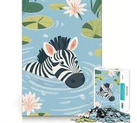 Puzzle con illustrazione di una zebra che nuota in uno stagno,1000 pezzi,divertente gioco di simulazione cognitiva,pezzi ad incastro perfetti,regalo di compleanno,rompicapo (38x52cm)