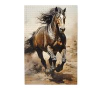 Puzzle con immagine di cavallo occidentale. Puzzle in legno per adulti e bambini, decorazioni impegnative puzzle
