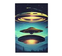 Puzzle con immagine di discesa spaziale. Puzzle in legno per adulti e bambini, decorazioni impegnative