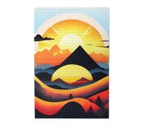 Puzzle con immagine di montagna all'alba. Puzzle in legno per adulti e bambini, decorazioni impegnative puzzle
