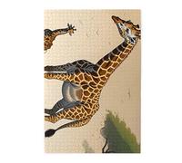 Puzzle con immagine giraffa madre e bambino. Puzzle in legno per adulti e bambini, decorazioni impegnative puzzle