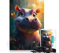 Puzzle con ippopotamo sorridente e farfalle, 1000 pezzi, per ragazzi, giocattolo intelligente, passatempo per la casa, taglio preciso, regalo premuroso 38x26cm