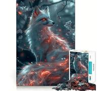 Puzzle con Kitsune di Sakura bianca,1000 pezzi,divertente attività per allenare la mente,con componenti robusti e ben definiti,ideale per rilassarsi in casa (38x26cm)