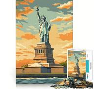 Puzzle con la Statua della Libertà al tramonto per adolescenti, 1000 pezzi, gioco per l'esercizio mentale, attività per la casa, taglio di precisione, decorazione murale 38x52cm