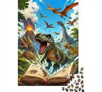 Puzzle con libro di dinosauri vulcano, 1000 pezzi, gioco per adulti | carta da 52 x 38 cm, montaggio a mano, regalo per amici, pensiero logico, superficie liscia