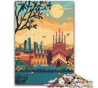 Puzzle con lo skyline di Barcellona per adulti e adolescenti, modelli da assemblare, ideali come regalo per tutta la famiglia, adatti per 14 e 1000 pezzi (50x75cm)
