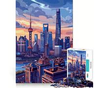 Puzzle con lo skyline di Shanghai per ragazzi, 1000 pezzi, rompicapo rilassante, divertente, artistico, da assemblare, un regalo adorabile 38x26cm