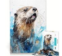 Puzzle con lontra marina ad acquerello,1000 pezzi,divertente attività di memoria e taglio professionale,regalo pensato per stimolare la mente (38x52cm)