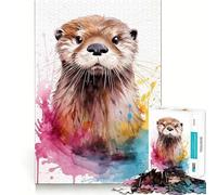 Puzzle con lontra marina ad acquerello,1000 pezzi,gioco di memoria,taglio di precisione,attività creativa interattiva per stimolare la mente a casa (38x26cm)