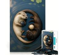Puzzle con lontre Yin Yang per ragazzi, 1000 pezzi, stimola la memoria, gioco al chiuso, assemblaggio di immagini, regalo per le vacanze (38x52cm)